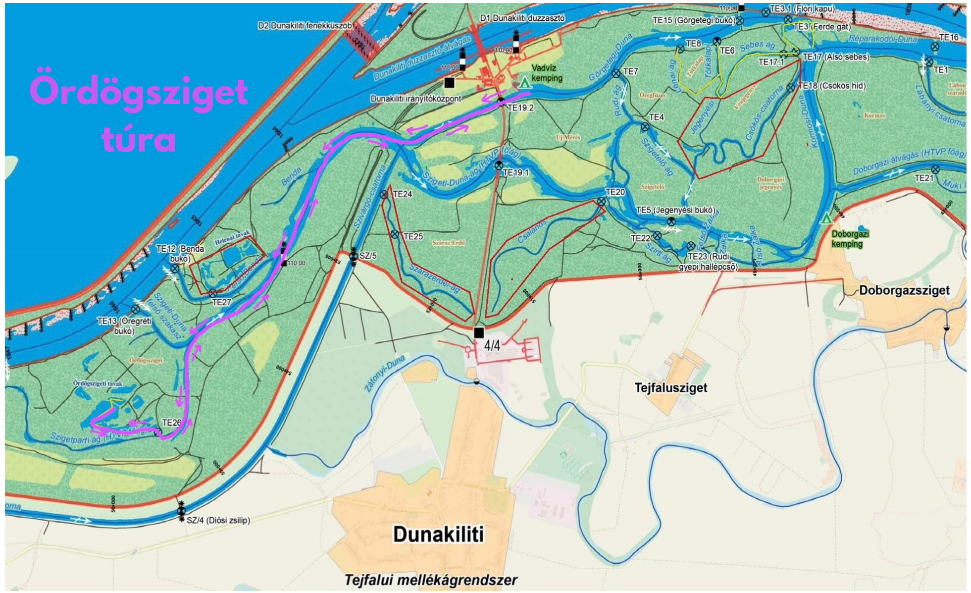 Ördögsziget túra térkép